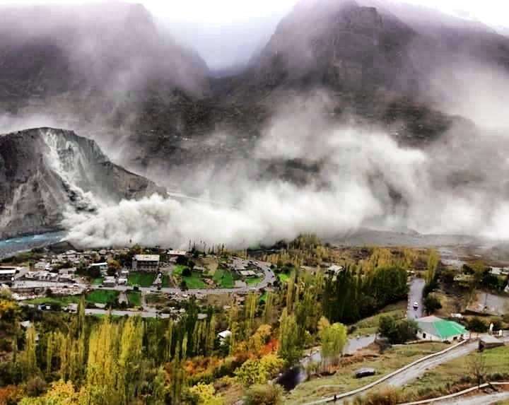 Avalanche and Landsliding in Hunza Valley After Earthquake